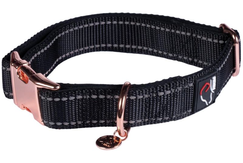 HKM Hundehalsband -Anam Cara- Nylon schwarz/roségold, XS/S und M/L