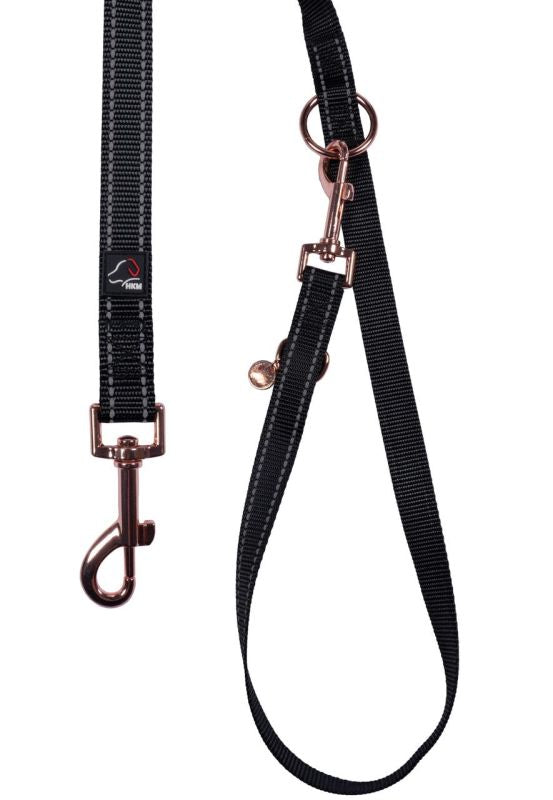 HKM Hundetrainingsleine - Anam Cara- Nylon schwarz/roségold, M