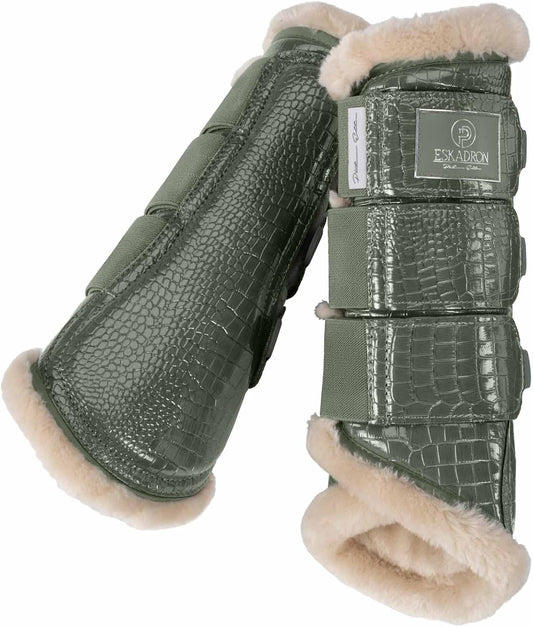 Eskadron Platinum Gamaschen Croco FAUXFUR Größe L ash green